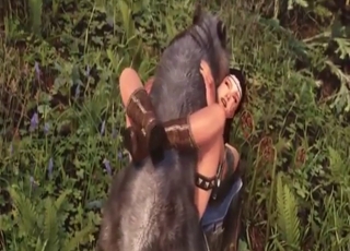 Animated zoophile banging with a true beast