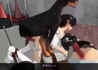 Animated dog fuck with a Japanese hottie