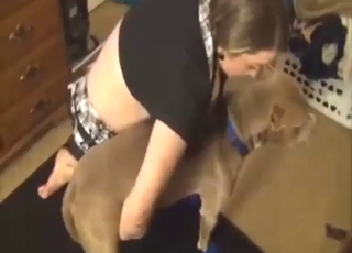 Tiny panties girl wants to take dog's nice boner