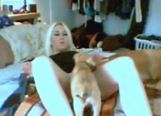 Webcam blonde amateur licked by a hot mutt