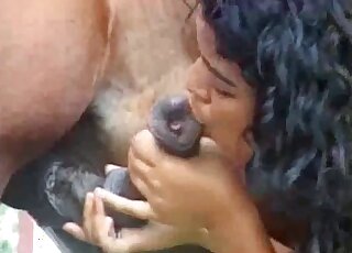 Farm animal sex scene with a mature Latina lady